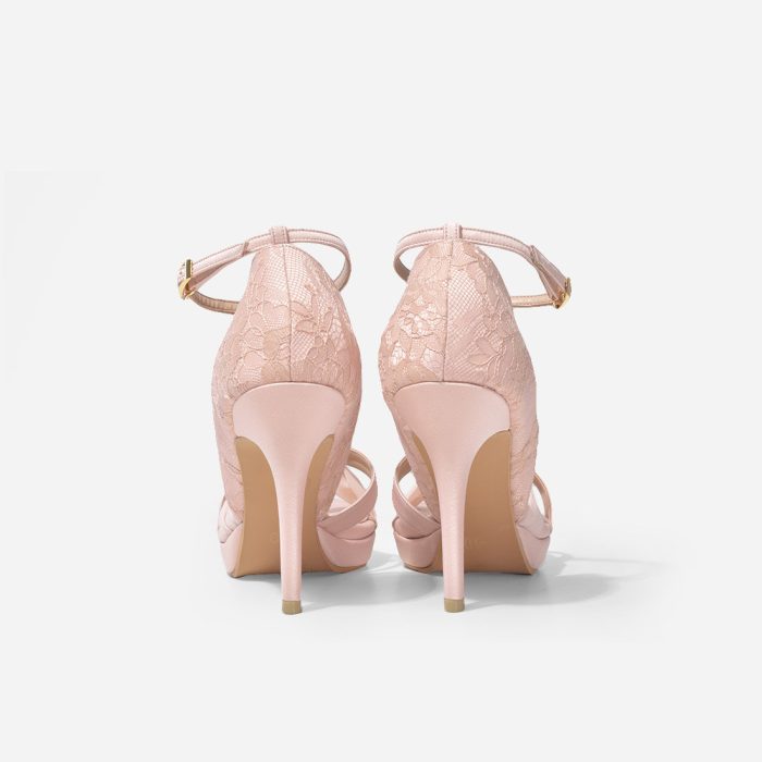 Blush Pink Bow Ankle Strap High Heel Sandals