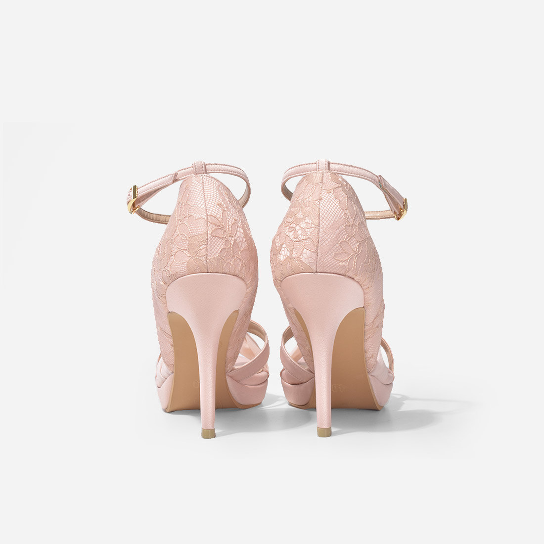 Blush Pink Bow Ankle Strap High Heel Sandals - Image 3