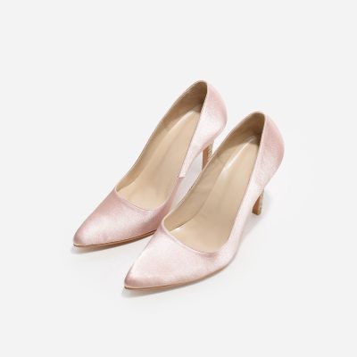 Blush Pink Satin Pointed Toe Stiletto Pumps